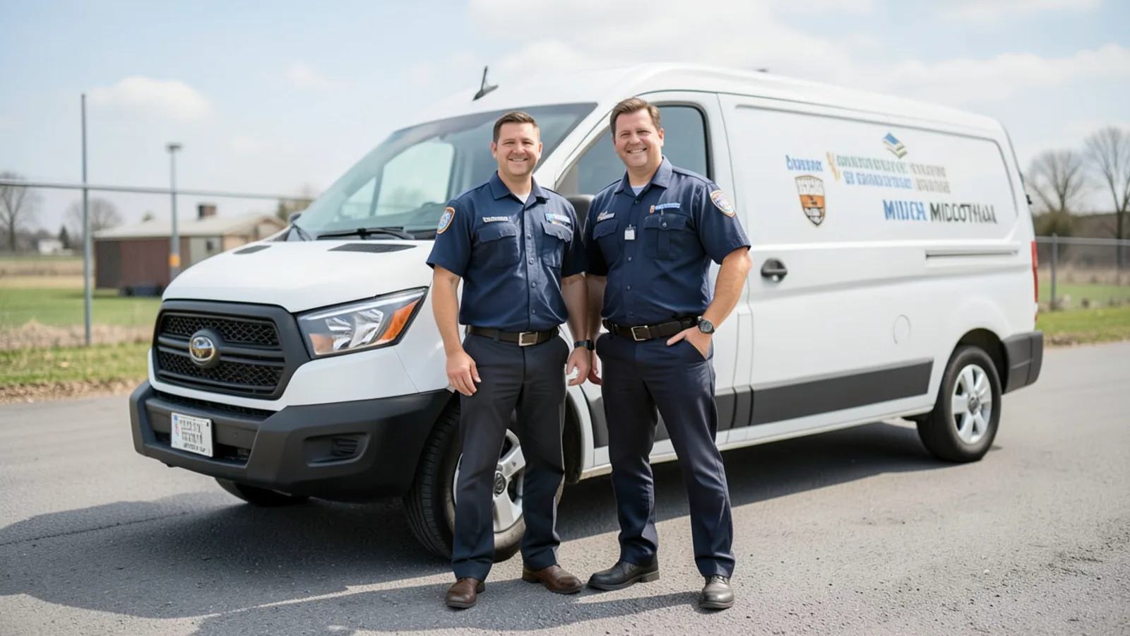 Sayonara Pest Control service team standing beside company vehicle in Midlothian