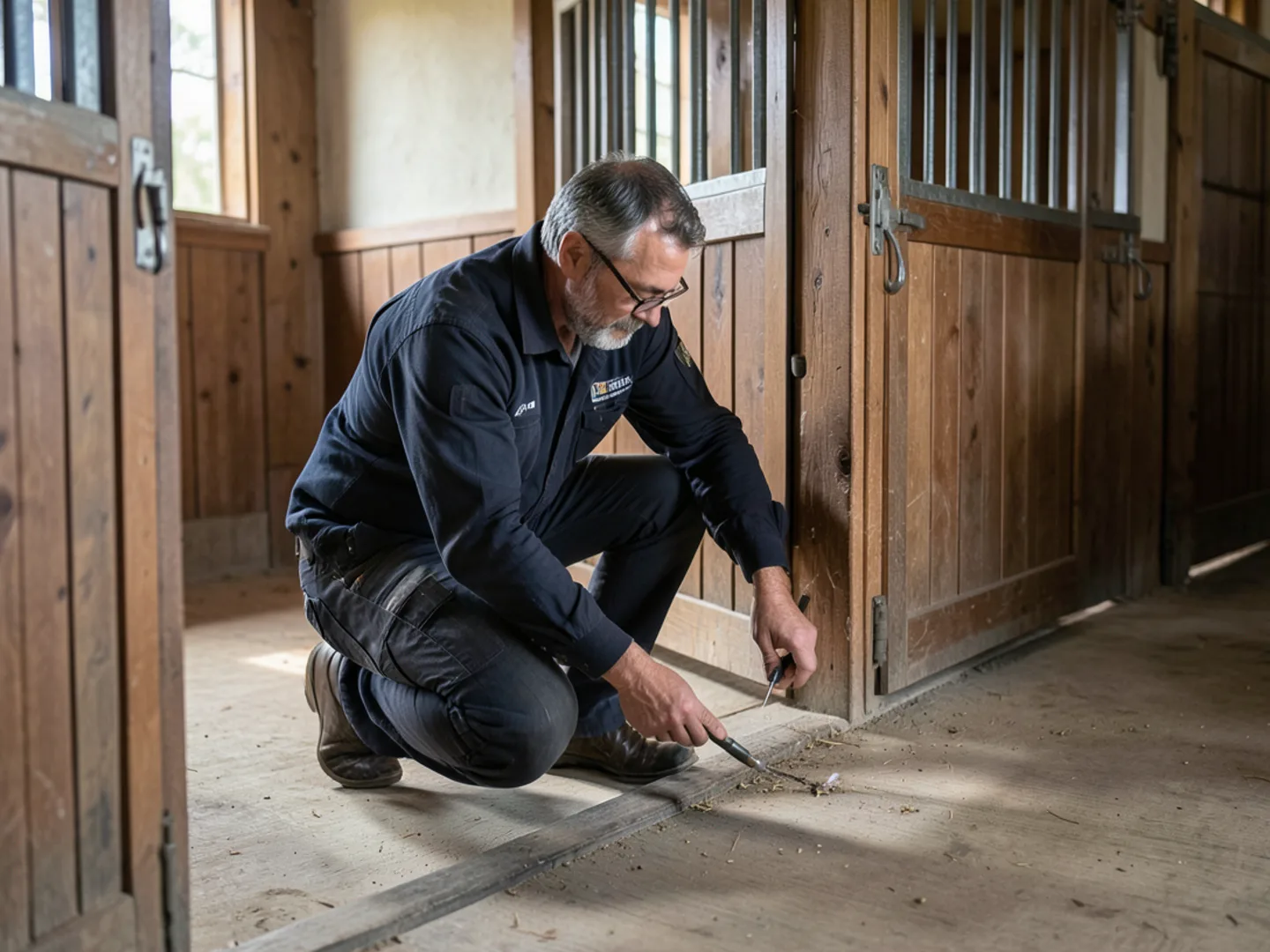 Inspecting equestrian barn and tack room for rodent entry in Powhatan